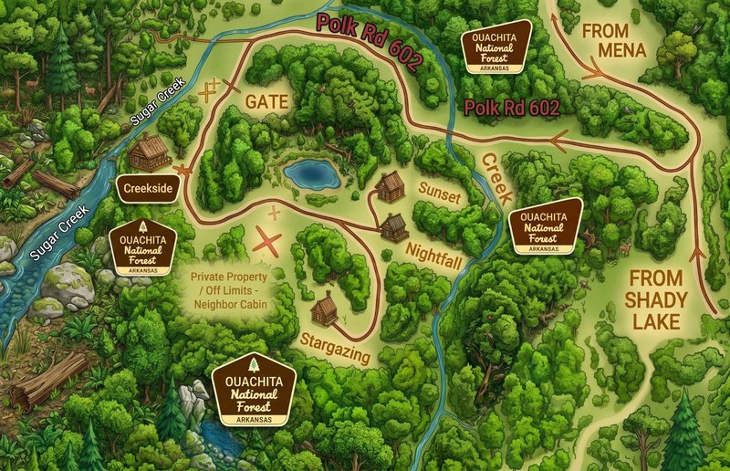 Illustrated map of the Arborium property